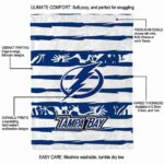 customized tampa bay lightning floral stripes blue white blanket new arrival