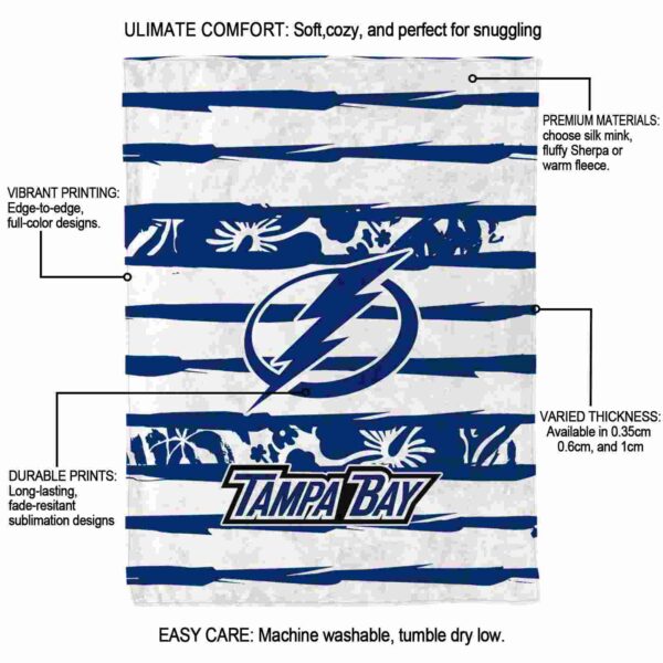 customized tampa bay lightning floral stripes blue white blanket new arrival