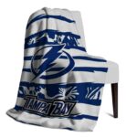 customized tampa bay lightning floral stripes blue white blanket top rated