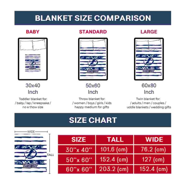 customized tampa bay lightning floral stripes blue white blanket trendy
