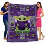 customized tcu horned frogs baby yoda purple blanket best selling