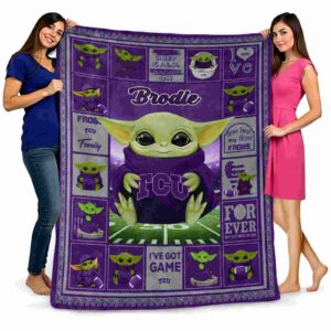 customized tcu horned frogs baby yoda purple blanket fashion forward
