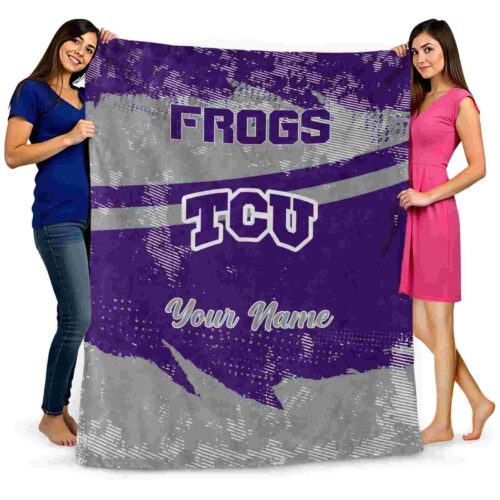 customized tcu horned frogs grunge streaks purple blanket fashion forward