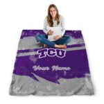 customized tcu horned frogs grunge streaks purple blanket best selling