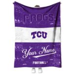 customized tcu horned frogs grunge texture purple white blanket best selling