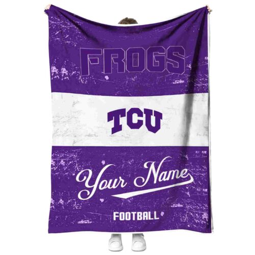 customized tcu horned frogs grunge texture purple white blanket best selling