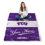 customized tcu horned frogs grunge texture purple white blanket best selling