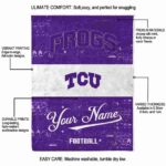 customized tcu horned frogs grunge texture purple white blanket best selling