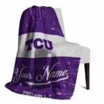 customized tcu horned frogs grunge texture purple white blanket best selling