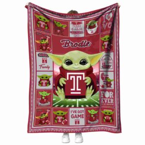 customized temple owls baby yoda red blanket best selling