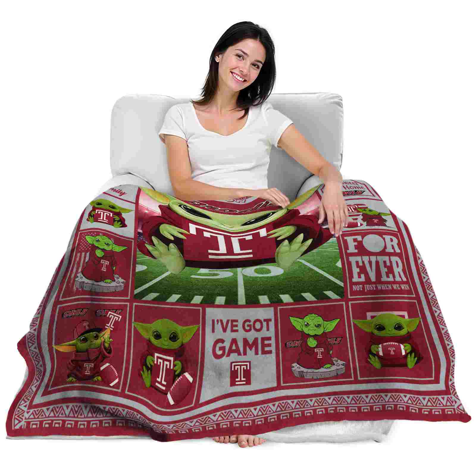 customized temple owls baby yoda red blanket latest model customized temple owls baby yoda red blanket latest model