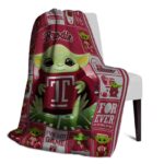customized temple owls baby yoda red blanket best selling