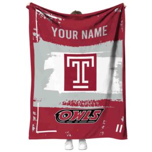 customized temple owls paint strokes red white blanket best selling