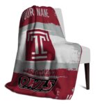 customized temple owls paint strokes red white blanket best selling