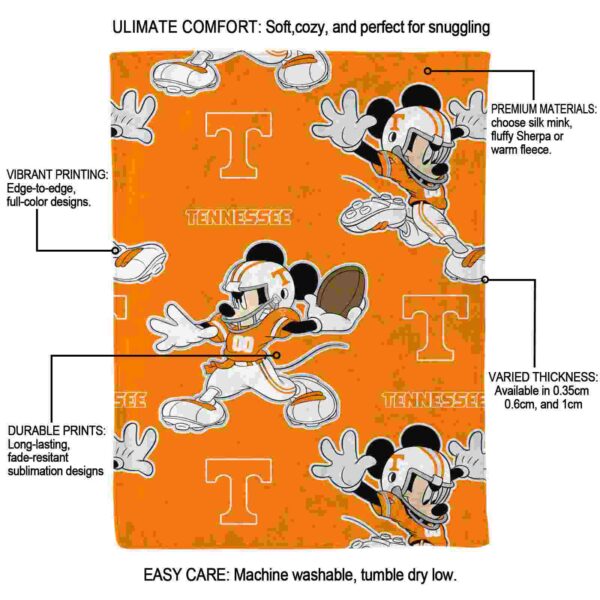 customized tennessee volunteers mickey orange blanket new arrival