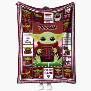 customized texas am aggies baby yoda maroon blanket best selling