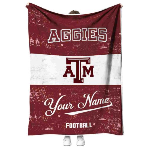customized texas am aggies grunge texture maroon white blanket best selling