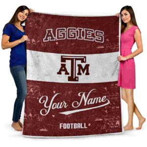 customized texas am aggies grunge texture maroon white blanket fashion forward