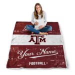 customized texas am aggies grunge texture maroon white blanket high quality