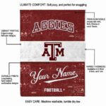 customized texas am aggies grunge texture maroon white blanket new arrival