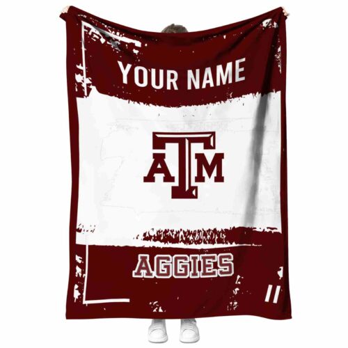 customized texas am aggies paint strokes maroon white blanket best selling