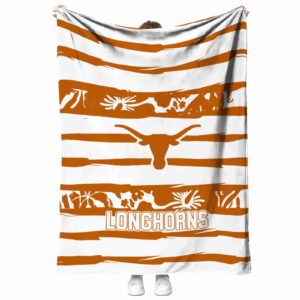 customized texas longhorns floral stripes orange white blanket best selling