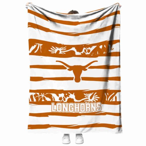 customized texas longhorns floral stripes orange white blanket best selling