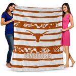 customized texas longhorns floral stripes orange white blanket best selling