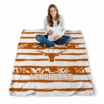 customized texas longhorns floral stripes orange white blanket best selling