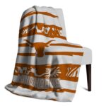 customized texas longhorns floral stripes orange white blanket best selling