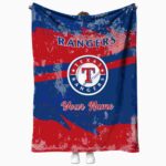 customized texas rangers grunge streaks blue blanket best selling