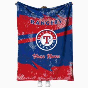 customized texas rangers grunge streaks blue blanket best selling