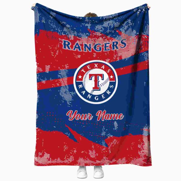 customized texas rangers grunge streaks blue blanket best selling