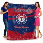 customized texas rangers grunge streaks blue blanket fashion forward