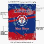 customized texas rangers grunge streaks blue blanket new arrival