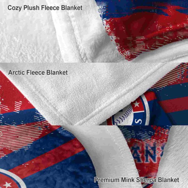 customized texas rangers grunge streaks blue blanket premium grade
