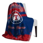 customized texas rangers grunge streaks blue blanket top rated