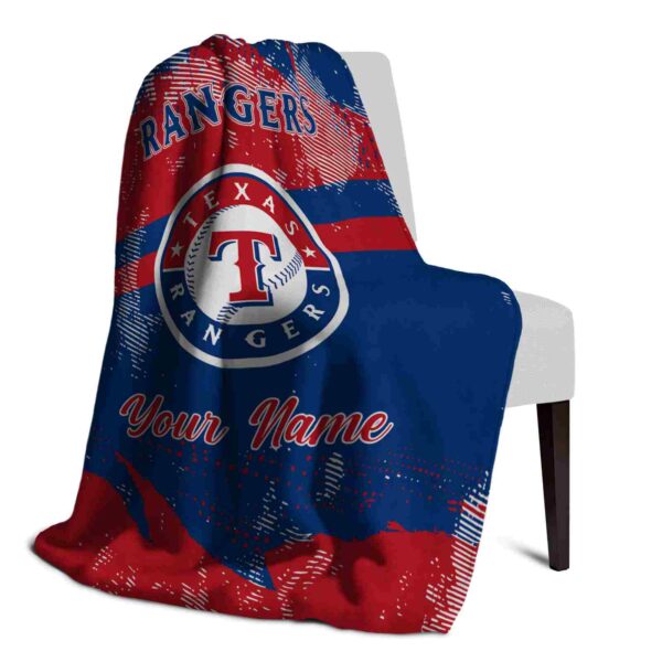 customized texas rangers grunge streaks blue blanket top rated