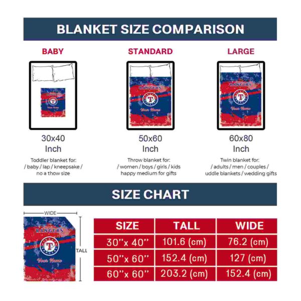 customized texas rangers grunge streaks blue blanket trendy