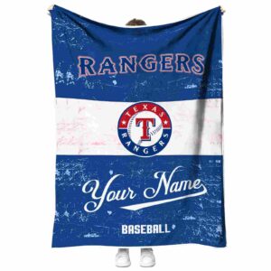 customized texas rangers grunge texture blue white blanket best selling