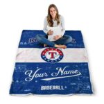 customized texas rangers grunge texture blue white blanket best selling