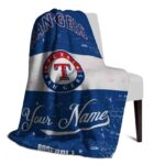 customized texas rangers grunge texture blue white blanket best selling