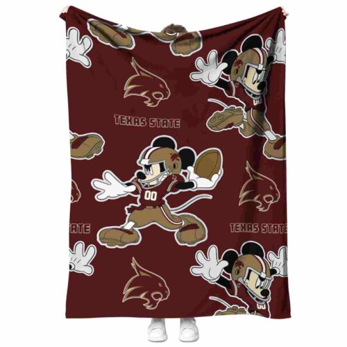 customized texas state bobcats mickey maroon blanket best selling