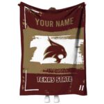 customized texas state bobcats paint strokes maroon white blanket best selling