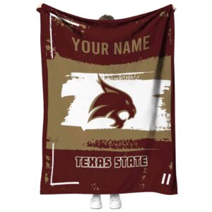 customized texas state bobcats paint strokes maroon white blanket best selling