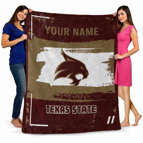 customized texas state bobcats paint strokes maroon white blanket fashion forward