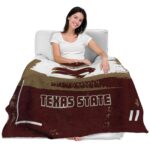 customized texas state bobcats paint strokes maroon white blanket best selling