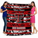 customized texas tech red raiders floral stripes red white blanket best selling