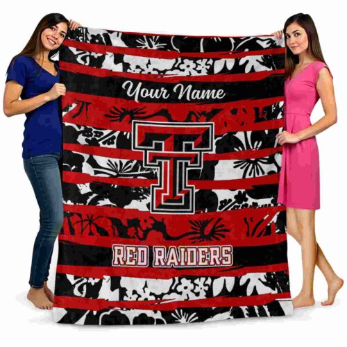 customized texas tech red raiders floral stripes red white blanket fashion forward