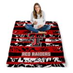 customized texas tech red raiders floral stripes red white blanket best selling